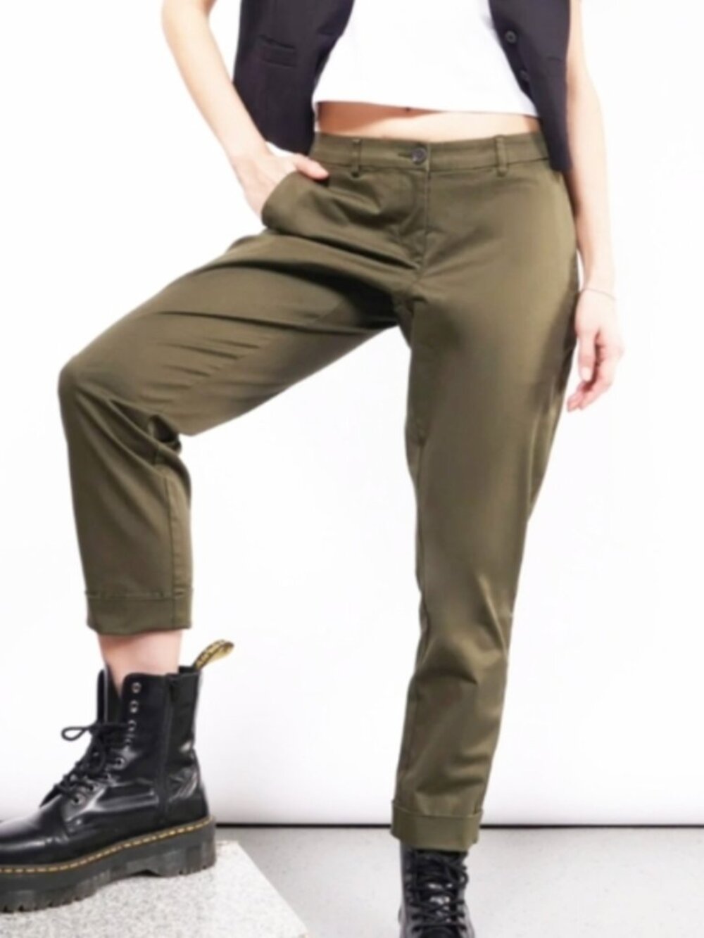 WILDFANG Ace Collection The Essential Trouser Pant - Olive Green Sz 14